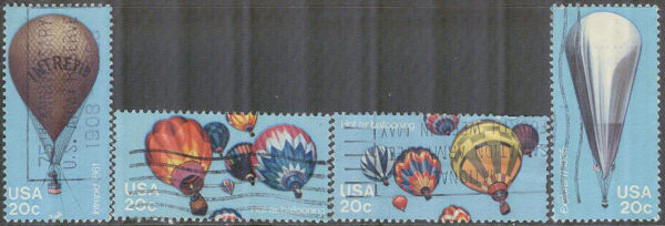USA - M 1617-1620 Flyg - Ballonger - Luftfart 200 år, 4 kpl stpl