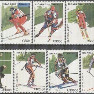 Nicaragua – M 2951-2957 OS i Albertville 1992 bla Ishockey & Skidor, 7 kpl stpl