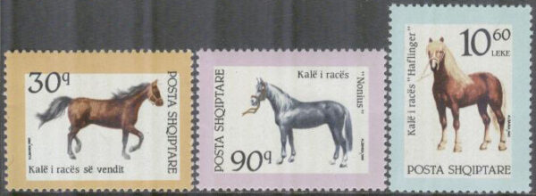 Albanien - M 2506-2607, 2609 Hästraser i Albanien bla Nonius, 3 olika **