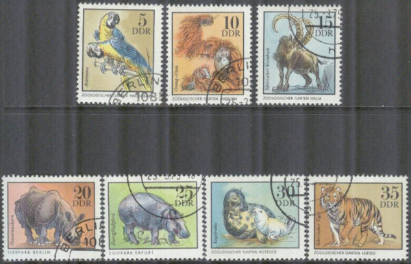 DDR - M 2030-2036 Djur på Zoo bla Fåglar & Däggdjur, 7 olika stpl