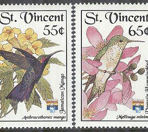 St. Vincent – M 2029, 2032-2033, 2940 Fåglar – Kolibrier – Utställning, 4 olika **