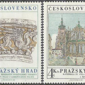 Tjeckoslovakien – M 2639-2640 Prager Burg – Bilder från Pragborgen, 2 kpl **