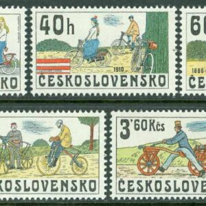 Tjeckoslovakien – M 2522-2526 Historiska cyklar, 5 kpl **