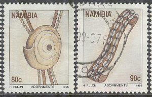 Namibia – M  798-801 Smycken bla Halsband, 4 kpl stpl
