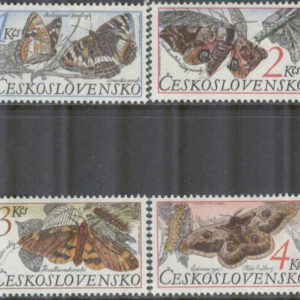 Tjeckoslovakien – M 2902-2905 Fjärilar bla Aspfjäril – Naturskydd, 4 kpl **