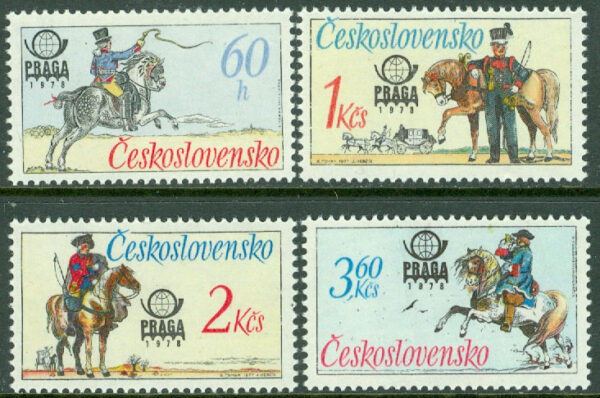 Tjeckoslovakien - M 2377-2380 Hästar - Postuniformer - Praga 72, 4 kpl **