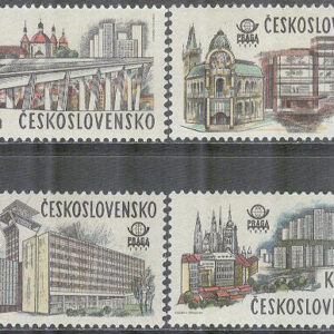 Tjeckoslovakien – M 2458-2461 Internat Frimärksutställ Praga 1978 – Byggnader, 4 kpl **