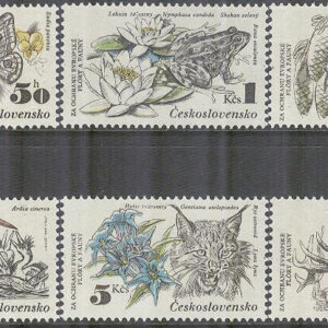 Tjeckoslovakien – M 2711-2716 Däggdjur – Fjäril – Fåglar – Kräldjur, 6 kpl **