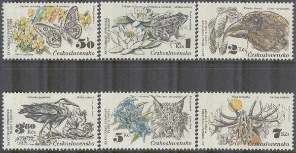Tjeckoslovakien - M 2711-2716 Däggdjur - Fjäril - Fåglar - Kräldjur, 6 kpl **