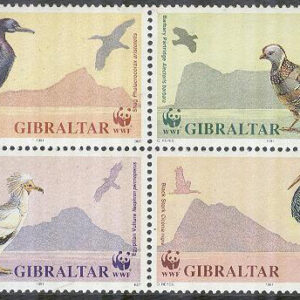 Gibraltar – M  619-622 Fåglar bla Svarthäger – Naturskydd – WWF, 4-block kpl **