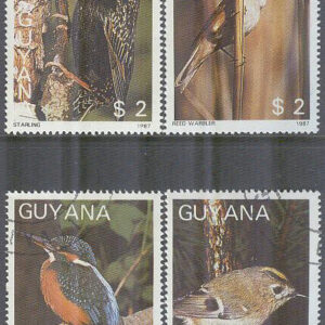 Guyana – M 2076, 2078, 2080, 2082 Fåglar bla Kungsfågel, 4 olika stpl