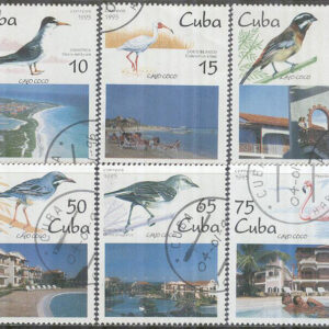 Kuba – M 3881-3886 Semesterön Cayo Coco – Fåglar bla Nordlig härmtrast, 6 kpl stpl