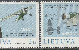 Litauen – M  662-663 Antanas Gustaitis (1898–1941), flygplanskonstruktör. Flygplan ANBO-41 2 kpl **
