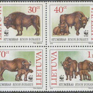 Litauen – M  599-602 Djur – Bison – Visent – Naturskydd – WWF, 4-Block kpl **