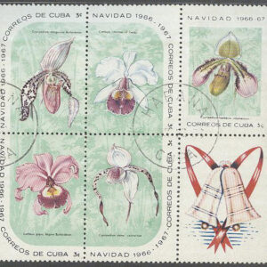 Kuba – M 1254-1258 Zf  Jul 1966 – Blommor – Orkidéer, 6-Block stpl