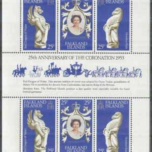Falkland Islands – M  272-274 Kröning av Elisabeth II 25 år, Miniark kpl **
