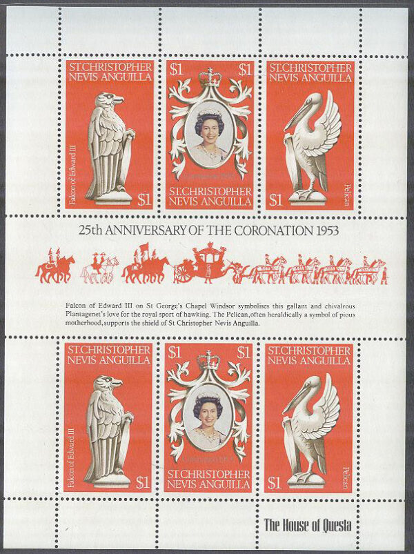 St. Christopher-Nevis-Anguilla - M  347-349 Kröning av Elisabeth II 25 år, Miniark kpl **