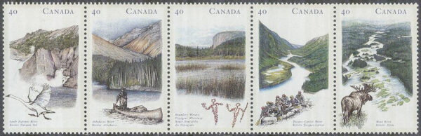 Kanada - M 1237-1241 Vattenvägar I bl.a. Athabasca River, 5-strip kpl **