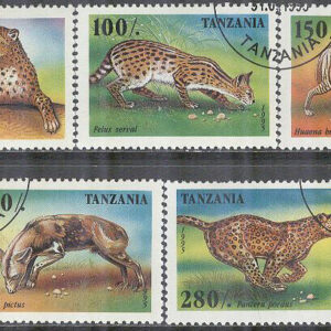 Tanzania – M 2210-2216 Rovdjur i Afrika bla Gepard & Lejon, 7 kpl stpl