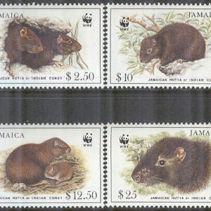 Jamaica – M  882-885 Däggdjur – Bäverråtta – Naturskydd – WWF, 4 kpl **
