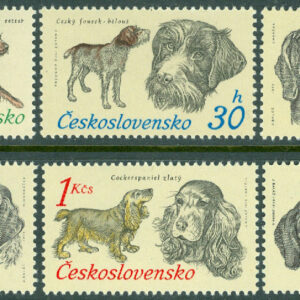 Tjeckoslovakien – M 2154-2159 Jaktväsendet 50 år, jakthundar, 6 kpl **