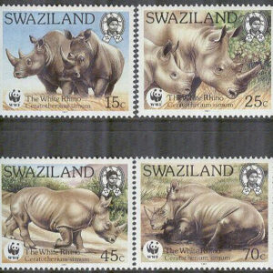 Swaziland – M  528-531 Däggdjur – Trubbnoshörning – Naturskydd – WWF, 4 kpl **