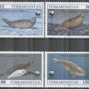 Turkmenistan – M   30, 32, 34-35 Sälar bla Kaspisk säl – Naturskydd – WWF, 4 olika **