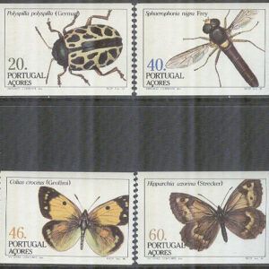 Azorerna – M  369-372 C Insekter bla Fjärilar, 4 kpl **