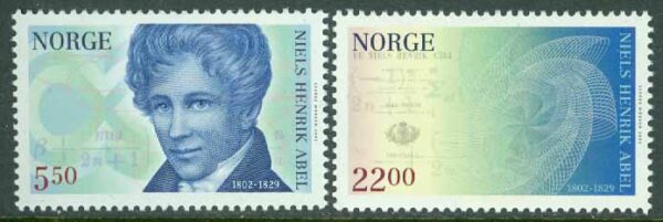 Norge - F 1467-1468 Niels H. Abel, 200 år, 2 kpl **