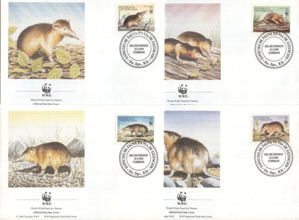 Dominikanska Republiken - FDC 1994-03-15 - Haitisnabelslidmus - WWF, 4 kpl