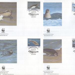 Turkmenistan – FDC 1993-10-11 – Sälar bla Kaspisk säl – Naturskydd – WWF, 4 olika