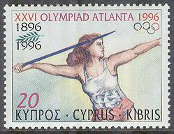 Cypern – M  880 OS i Atlanta 1996 Spjut  – OS 100 år, 20 C **