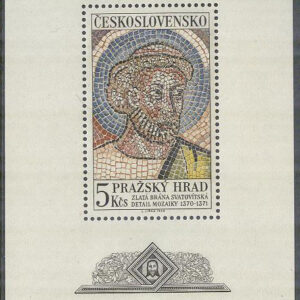 Tjeckoslovakien – M BL  28 Prager Burg – Konst – Mosaikbild av St. Petrus – Block **