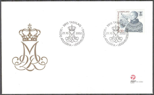 Grönland - FDC 2002-10-21 - Margrete II, 1 kpl Vinjett 1