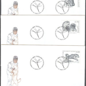 Grönland – FDC 2003-03-12 – Den Grönländska Hunden – Slädhundar, 3 kpl Vinjett 1
