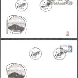 Grönland – FDC 2003-03-12 – Danska litterlära Grönlandsexp. 100 år, 2 kpl Vinjett 1