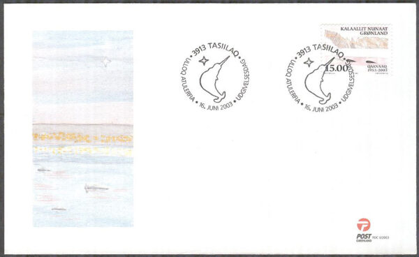 Grönland - FDC 2003-06-16 - Qaanaaq 50 år - Havsdjur, 1 kpl Vinjett 1