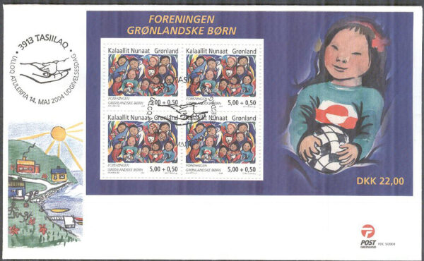 Grönland - FDC 2004-05-14 - Föreningen Grønlandske børn, Block Vinjett 1