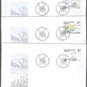 Grönland – FDC 2005-10-31 – Ätliga växter II bla Fetbladsväxt, 3 kpl Vinjett 1