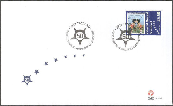 Grönland - FDC 2006-01-16 - Europafrimärkena 50 år, 1kpl Vinjett 1
