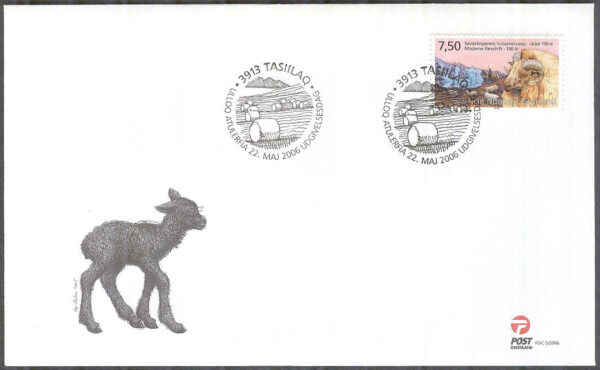 Grönland - FDC 2006-05-22 - Fåravel på Grönland 100 år, 1 kpl Vinjett 1