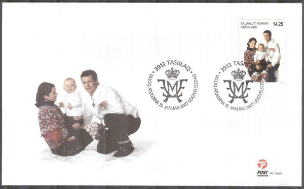 Grönland - FDC 2007-01-15 - Kronprinsparet, 1 kpl Vinjett 1