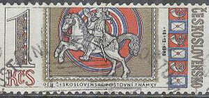 Tjeckoslovakien – M 2178 + Zf Frimärkets Dag 1973 – Postiljon till Häst, 3-strip kpl stpl