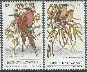 Bophuthatswana – M   60-63 Fåglar bla Svartvit skriktrast, 4 kpl **