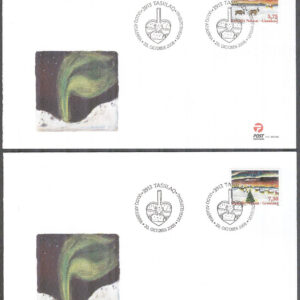 Grönland – FDC 2008-10-20 – Jul 2008 bla Renar & Julgran, 2 kpl Vinjett 1