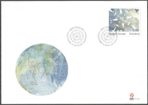 Grönland - FDC 2009-01-19 - Global uppvärmning - Tecknade figurer, 1 kpl Vinjett 1