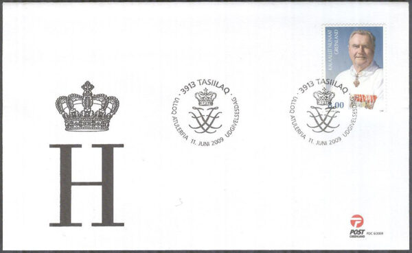 Grönland - FDC 2009-06-11 - Prins Henrik 75 år, 1 kpl Vinjett 1