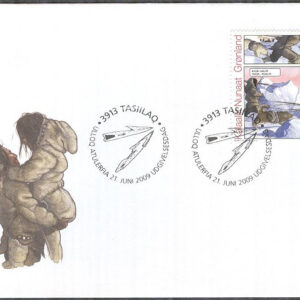 Grönland – FDC 2009-06-11 – Grönländska teckande serier I, 1 kpl Vinjett 1