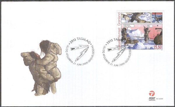 Grönland - FDC 2009-06-11 - Grönländska teckande serier I, 1 kpl Vinjett 1