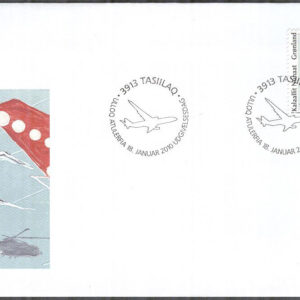 Grönland – FDC 2010-01-18 – Air Greenland 50 år bla Helikopter, 1 kpl Vinjett 1
